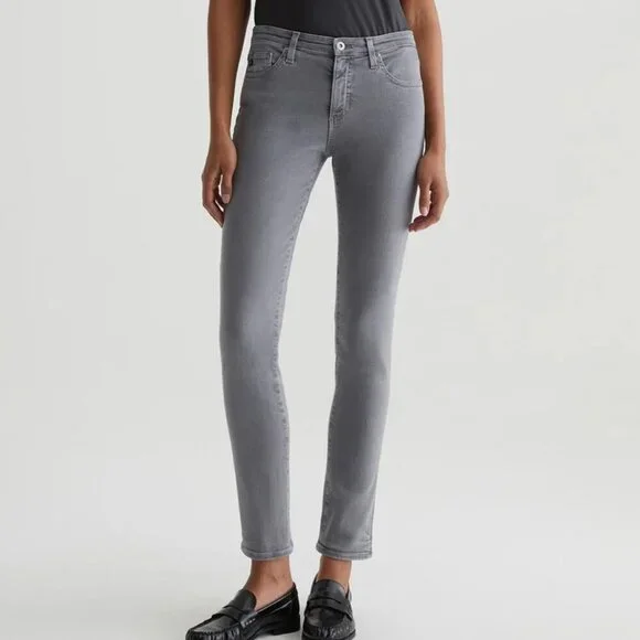 AG Adriano Goldschmied The Prima Crop Cigarette Light Grey Skinny Jeans - Picture 1 of 16